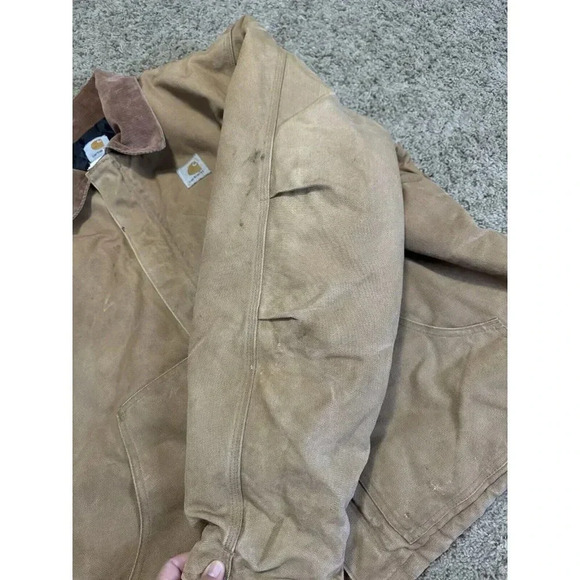VTG CARHARTT Men’s Duck Jacket Brown Chore Barn Work Rugged Quilt Lined 54 Tall - Picture 10 of 13